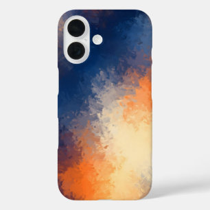 Abstract Brushstrokes: Vibrant Blue & Orange. iPhone 16 Case