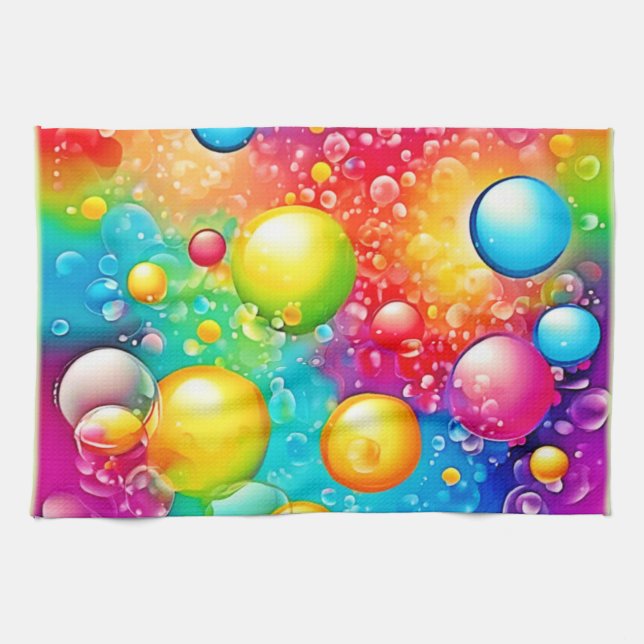 Abstract Bubble Art Tea Towel (Horizontal)