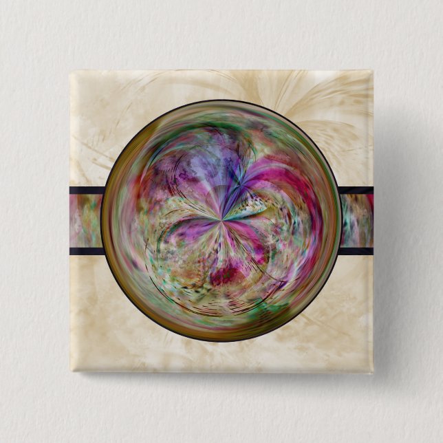 Abstract Bubble Mandala With Ribbon 15 Cm Square Badge (Front)