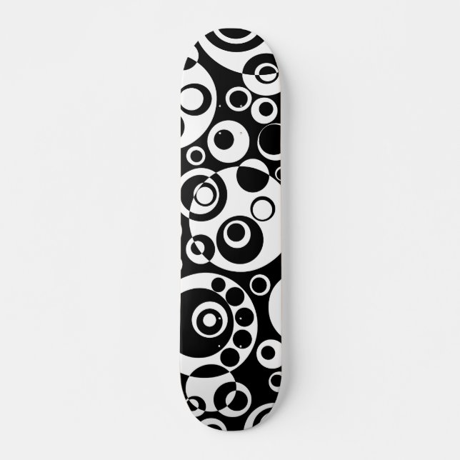 Abstract Bubbles 03 - B/W - Retro Skateboard (Front)