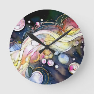 Abstract Bubbles Round Clock