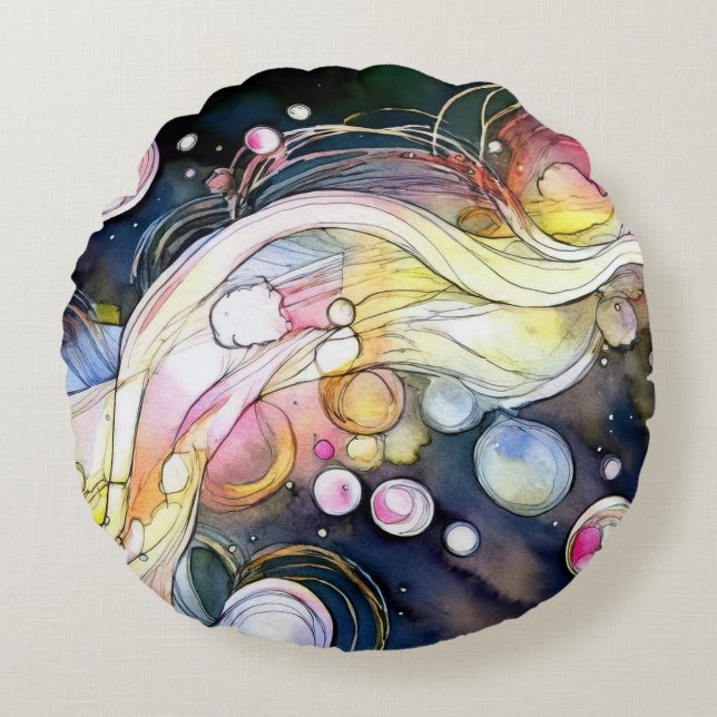 Abstract Bubbles Round Cushion (Front)