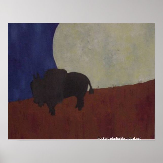Abstract Buffalo at Night Poster (Front)