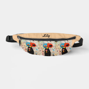 Abstract Bug Fanny Pack in Red Black & Beige