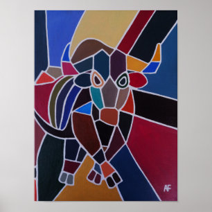 Abstract Bull Painting by Alfred Fox Poster