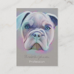 Abstract Bulldog Portrait Colorful Painting Business Card