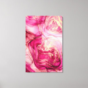 Abstract Burgundy and Gold Alcohol Ink Canvas Prin Print