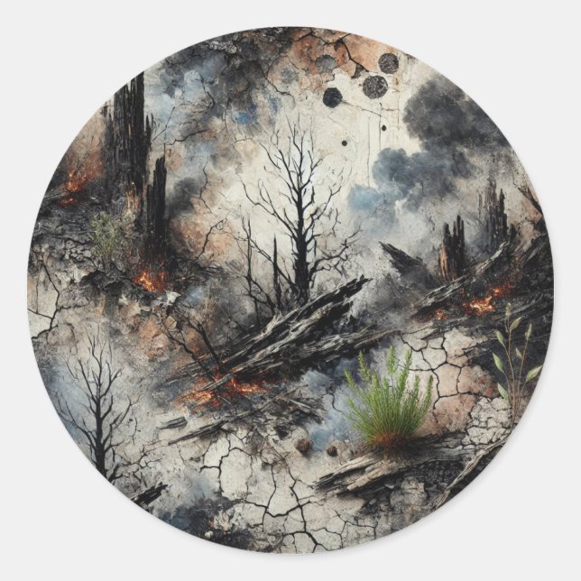 Abstract Burnt Forest Art Sticker (Front)