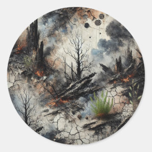 Abstract Burnt Forest Art Sticker