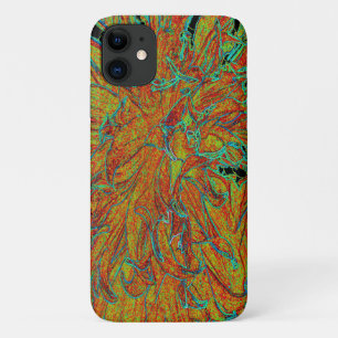 Abstract Burnt Orange and Green Dahlia Bloom Case-Mate iPhone Case