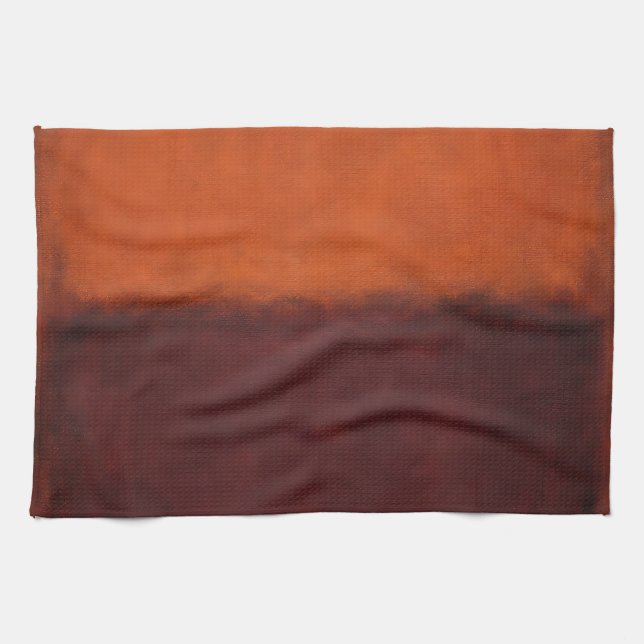 Abstract Burnt Orange Horizon Tea Towel (Horizontal)