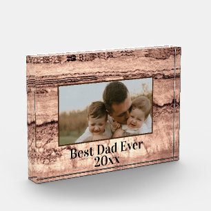 Abstract burnt sienna marble granite personalised photo block