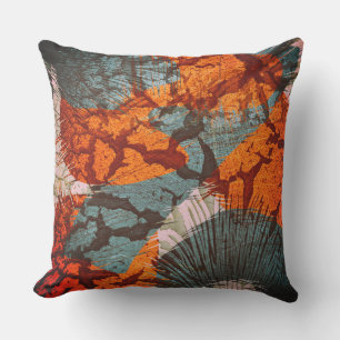 Abstract Burst Scratch Orange Teal Blue Green Cushion