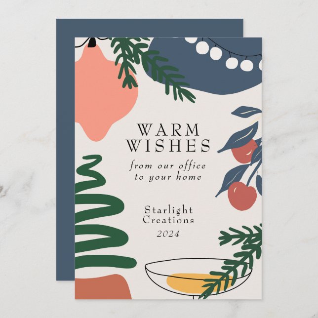 Abstract Business Flat Holiday Card (Front/Back)
