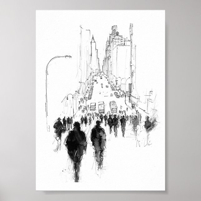 Abstract Busy Street Scene Poster (Front)