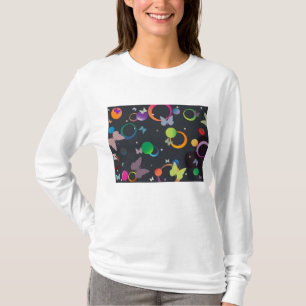Abstract Butterflies and Geometric Circles Pattern T-Shirt