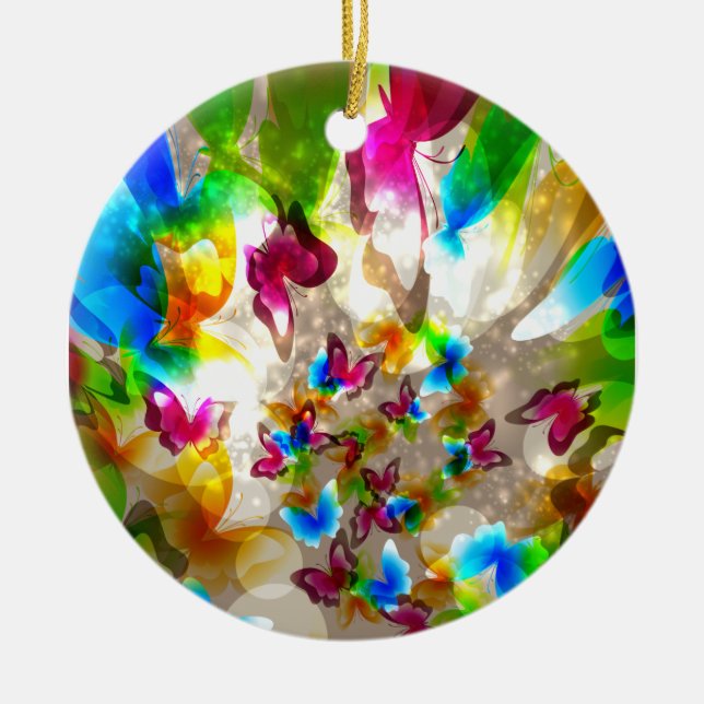 Abstract Butterflies Ceramic Tree Decoration (Front)