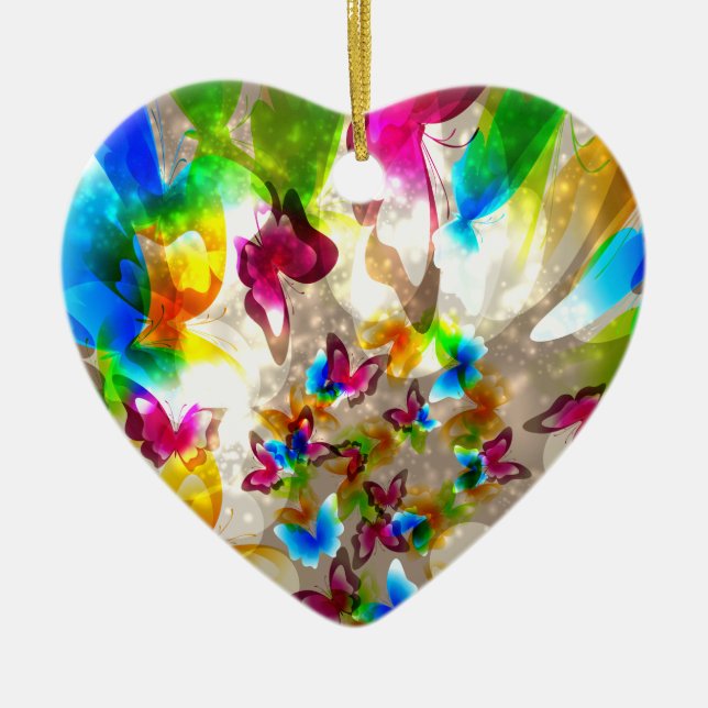 Abstract Butterflies Ceramic Tree Decoration (Front)