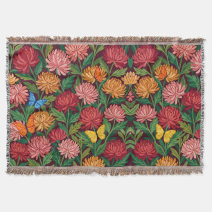 Abstract Butterflies & Chrysanthemums Blankets