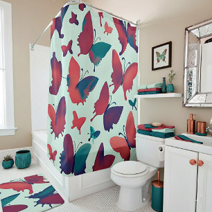 Abstract butterflies in muted tones shower curtain