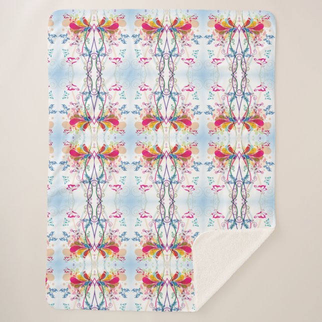 Abstract Butterflies Sherpa Blanket (Front)