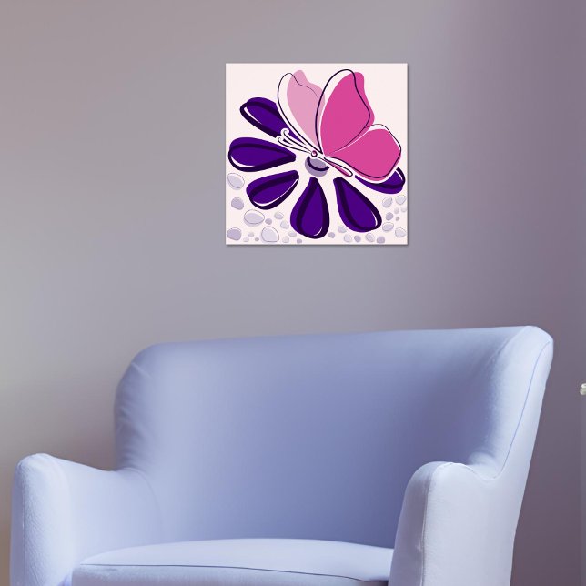 Abstract Butterfly and Blossom Pink and Purple Art Poster (Abstract Butterfly and Blossom Pink and Purple Art Poster)