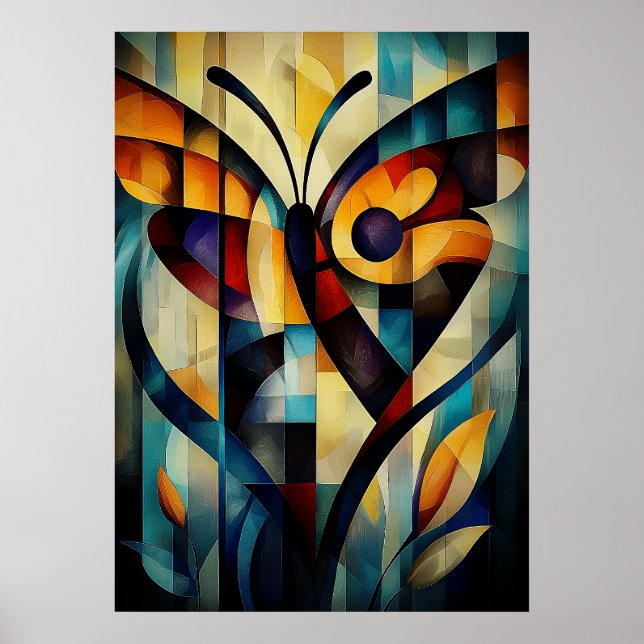 Abstract Butterfly Art - Geometric Nature Design Poster (Front)