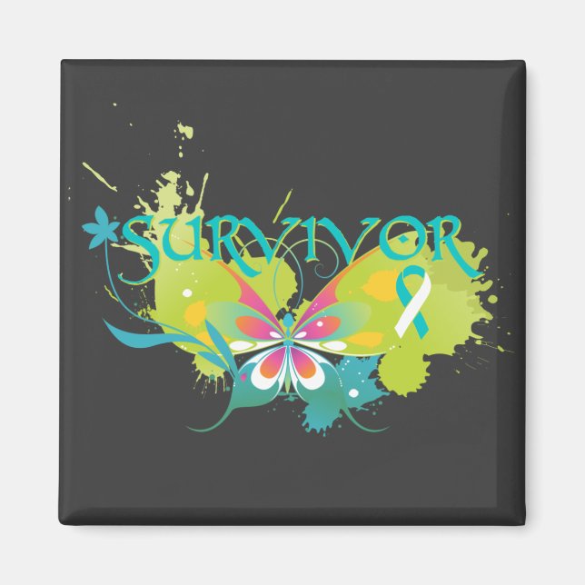 Abstract Butterfly Cervical Cancer Survivor Magnet (Front)