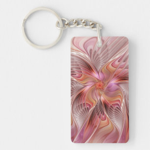 Abstract Butterfly Colorful Fantasy Fractal Art Key Ring