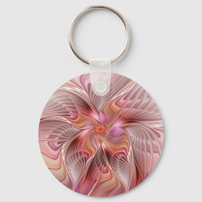 Abstract Butterfly Colourful Fantasy Fractal Art Key Ring (Front)
