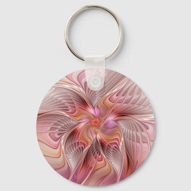 Abstract Butterfly Colourful Fantasy Fractal Art Key Ring (Front)