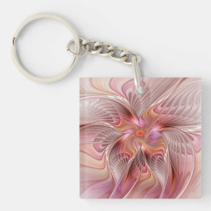 Abstract Butterfly Colourful Fantasy Fractal Art Key Ring