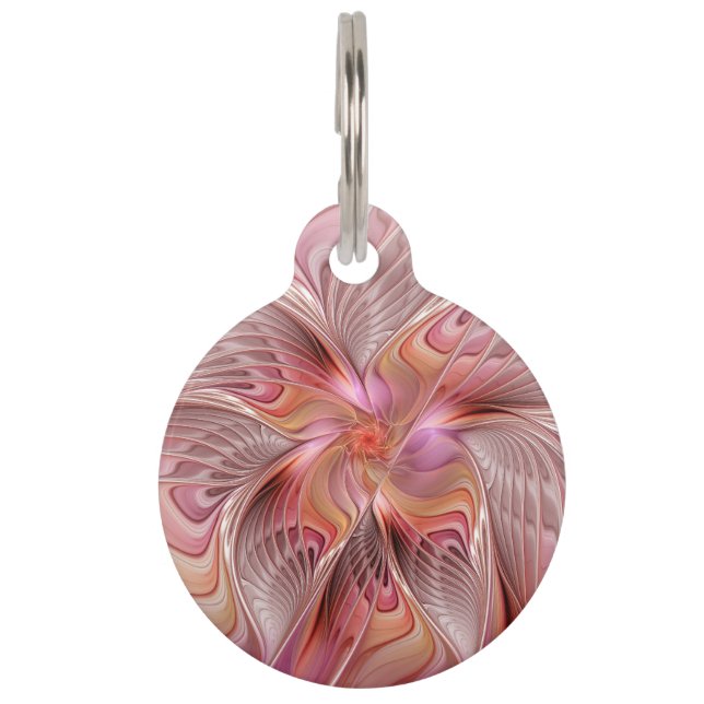 Abstract Butterfly Colourful Fantasy Fractal Art Pet Tag (Front)