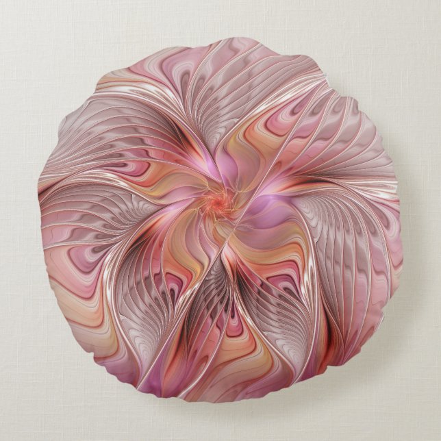Abstract Butterfly Colourful Fantasy Fractal Art Round Cushion (Back)