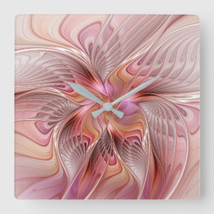 Abstract Butterfly Colourful Fantasy Fractal Art Square Wall Clock
