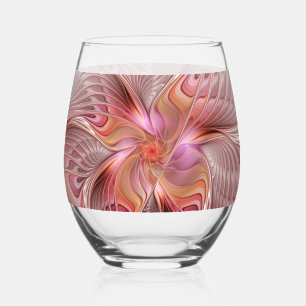 Abstract Butterfly Colourful Fantasy Fractal Art Stemless Wine Glass