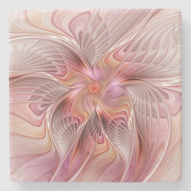 Abstract Butterfly Colourful Fantasy Fractal Art Stone Coaster (Front)