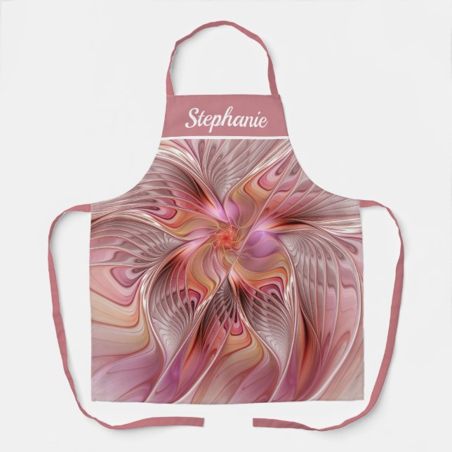 Abstract Butterfly Colourful Fantasy Fractal Name Apron (Front)