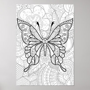 Abstract butterfly colouring Poster
