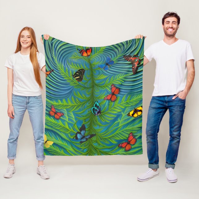 Abstract Butterfly Dream Garden Fleece Blanket (In Situ)