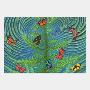 Abstract Butterfly Dream Garden Wrapping Paper Sheet