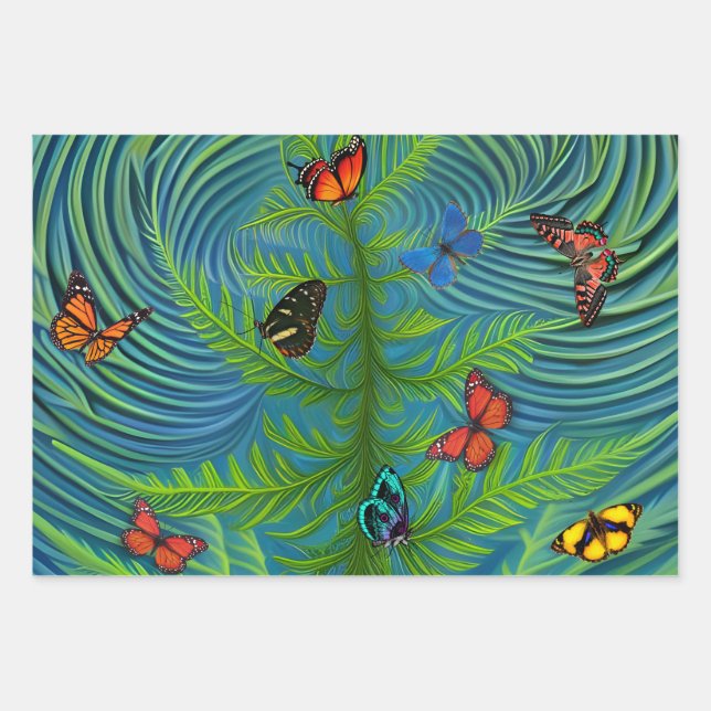 Abstract Butterfly Dream Garden Wrapping Paper Sheet (Front)