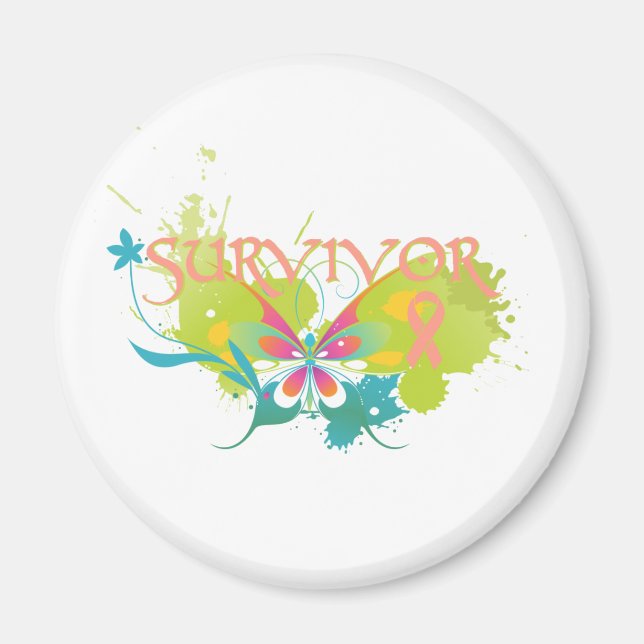 Abstract Butterfly Endometrial Cancer Survivor Magnet (Front)