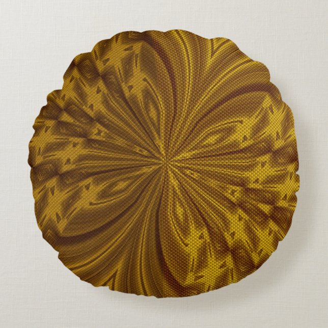 Abstract Butterfly Gold Round Throw Pillow (Front)