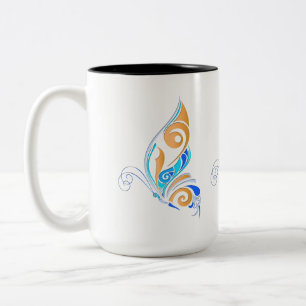 Abstract Butterfly Two-Tone Coffee Mug