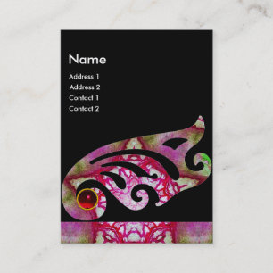 ABSTRACT BUTTERFLY WING ,PURPLE  RED STAR MONOGRAM BUSINESS CARD