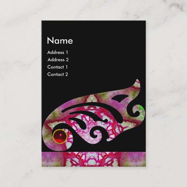 ABSTRACT BUTTERFLY WING ,PURPLE  RED STAR MONOGRAM BUSINESS CARD (Front)