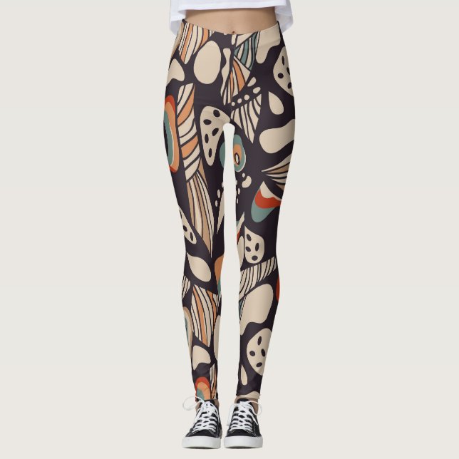 Abstract butterfly wings inspired boho pattern  leggings (Front)