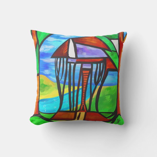 Abstract - Cabin in the forest Cushion (Front)