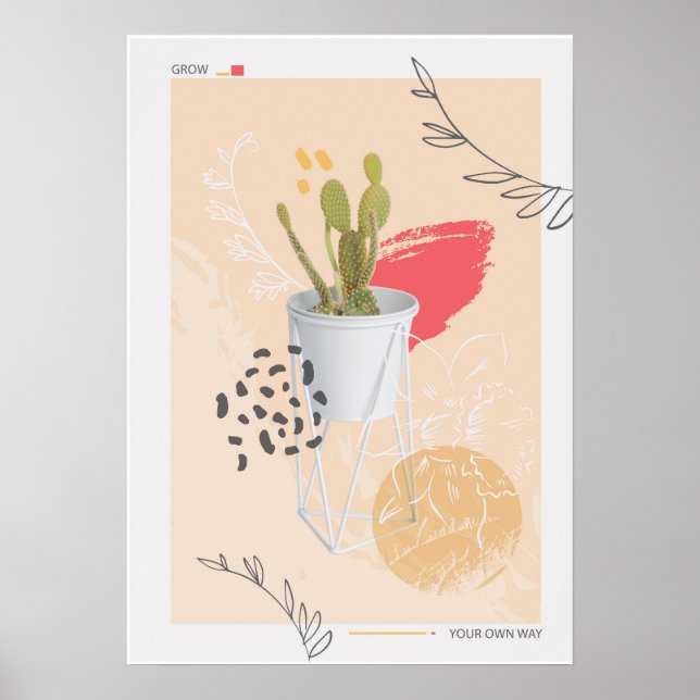 Abstract Cactus Plant Poster (Front)